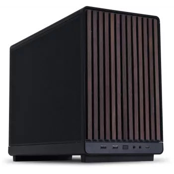 PC-kotelo Lian Li A3-mATX Micro Tower — Micro-ITX/Micro-ATX, Wood & musta, tukee ATX/SFX/SFX-L-virtalähteitä