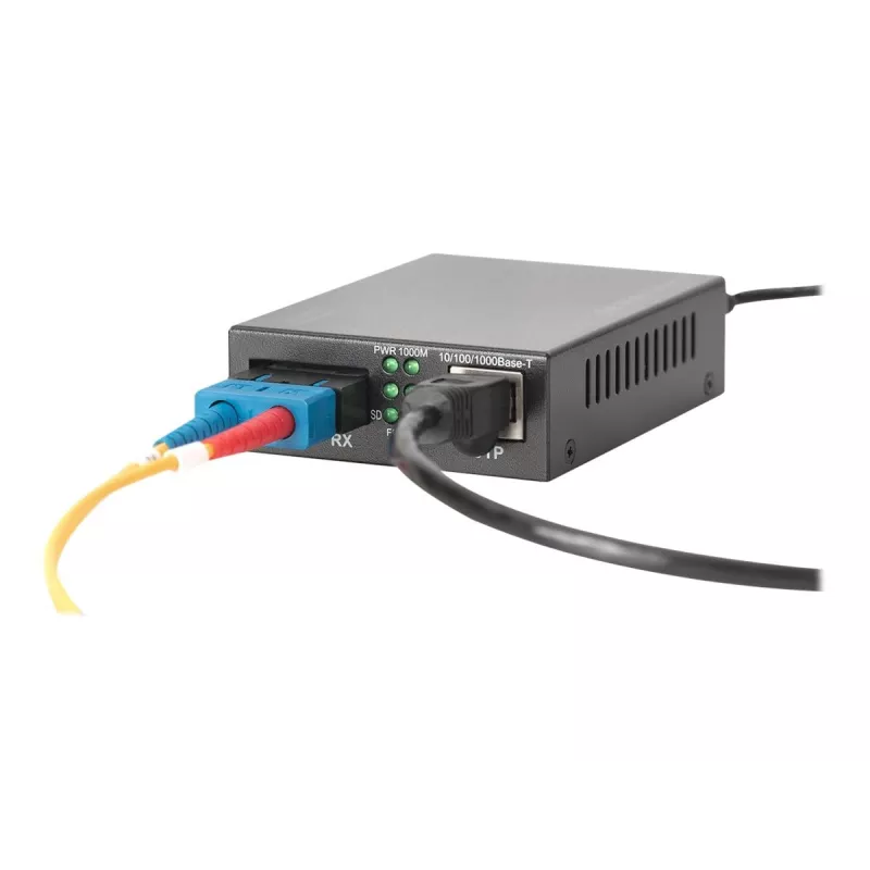 Digitus Gigabit PoE -mediakonvertteri, RJ45 / SC, SM, PSE