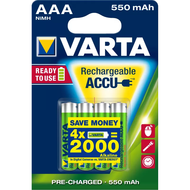 Uudelleenladattava akku Varta Ready2Use HR03 AAA 4 kpl