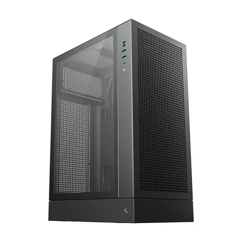 PC-kotelo DeepCool CH170 PLUS Tower musta – micro-ATX/mini-ITX, karkaistu lasi, USB-C, virtalähde ylhäällä