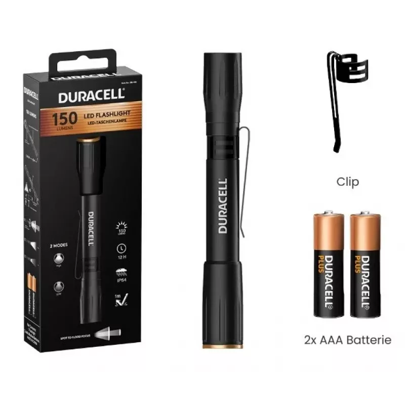 Duracell DF150 taskulamppu musta
