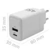 GaN 45W laturi 5V 20V 1,5A 3A, 1x USB-C PD, 1x USB-A
