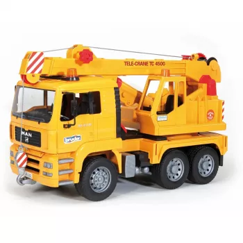 Nosturiauto BRUDER MAN BR-02754, ABS-rakenne, keltainen, lapsille 4 vuotta ja vanhemmille (ilman valo- ja äänimoduulia)