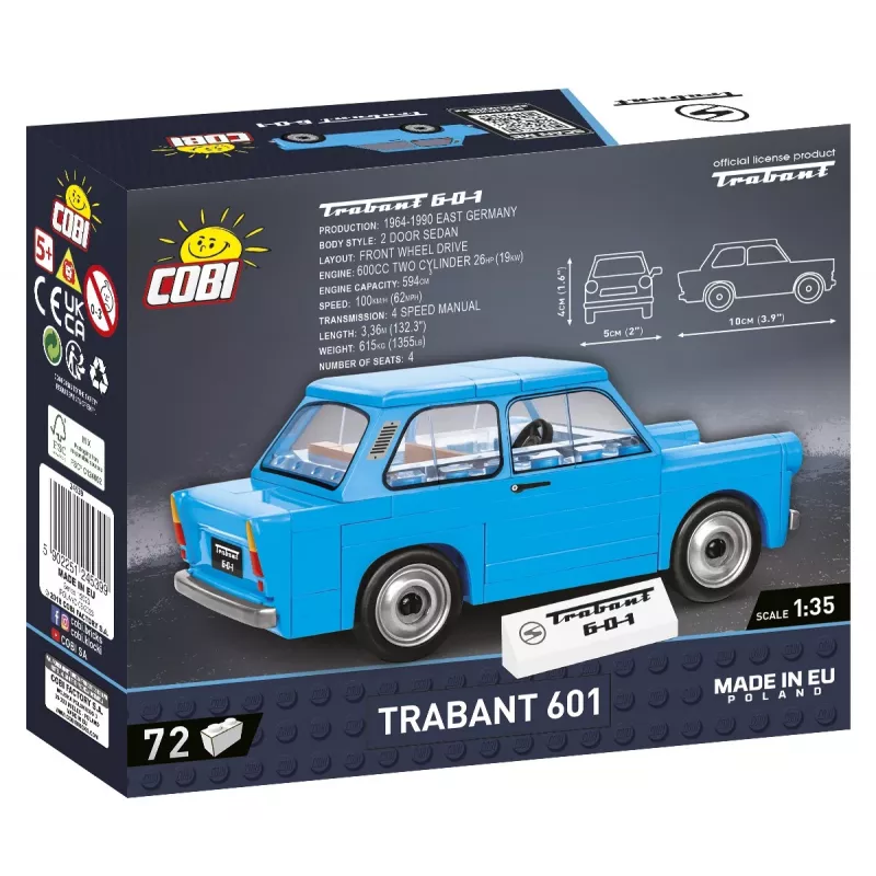Rakennussarja Cobi Trabant 601 — 72 osaa, pienoismalliauto-rakennussarja