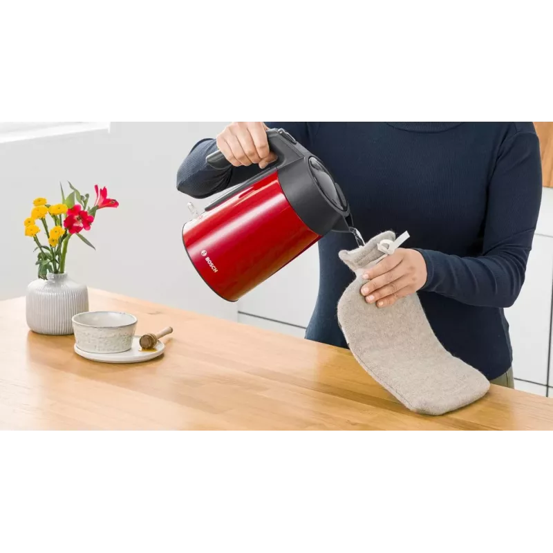 Sähköinen vedenkeitin Bosch TWK7L464 – 1,7 l tilavuus, 2400 W, punainen, muovikotelo