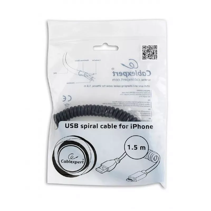 Lightning-kaapeli Gembird CC-LMAM-1.5M — 1,5 m, Lightning–USB-A, musta