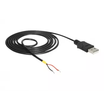 Delock kaapeli USB2.0 Type-A uros > 2 x avoimet kaapelinpäät - 1,5 m - musta (85664)