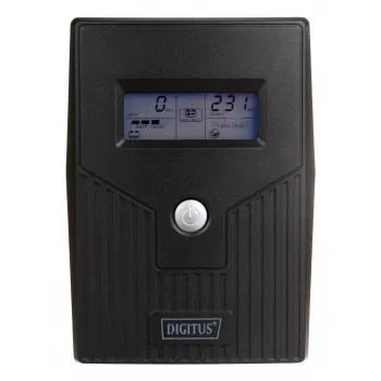 DIGITUS Line-Interactive USV, 800VA/480W 12V/9Ah X1 akku, 2x CEE 7/7 pistorasia, RJ-11, LCD (DN-170064-LCD)