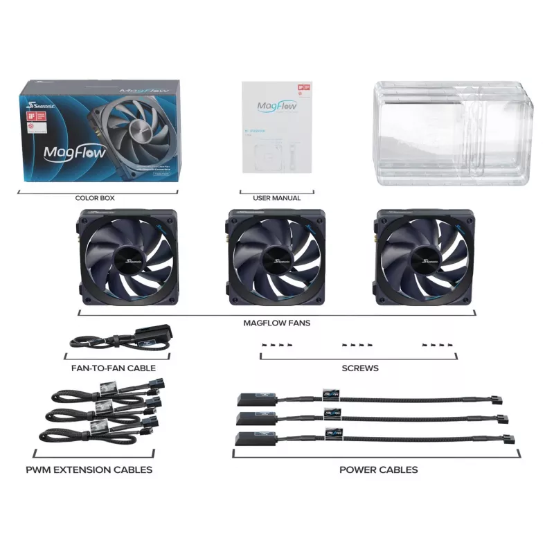 Seasonic MagFlow 1-tuuletinsarja tietokonekotelo 12 cm musta 1 kpl
