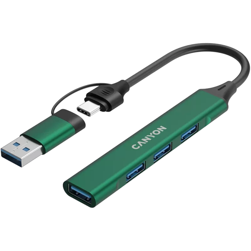 CANYON keskitin DS-02 4in1 USB-A/C vihreä