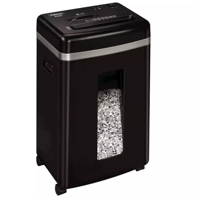 Silppuri Fellowes Powershred 450M mikrosilppu, 9 arkin kapasiteetti, 2 x 12 mm, 22 litran keruusäiliö, musta