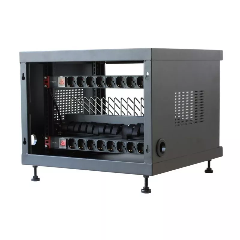 Telinehylly TECHLY 367652 kaapelinhallinta 3M-teippikiinnityksellä, teräs, 550×550×410 mm, musta