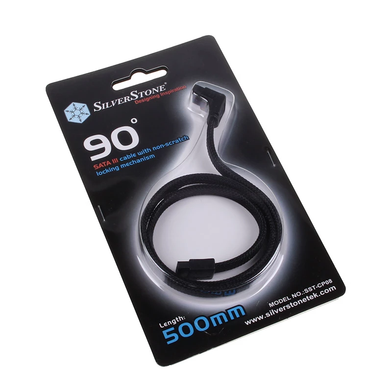 SilverStone SATA III -kaapeli 50 cm kulma / suora - päällystetty musta