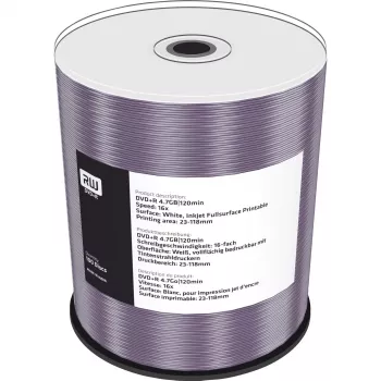 MediaRange mustesuihku täyspintatulostettava - 100 x DVD+R 16x - tallennusväline (MR414)