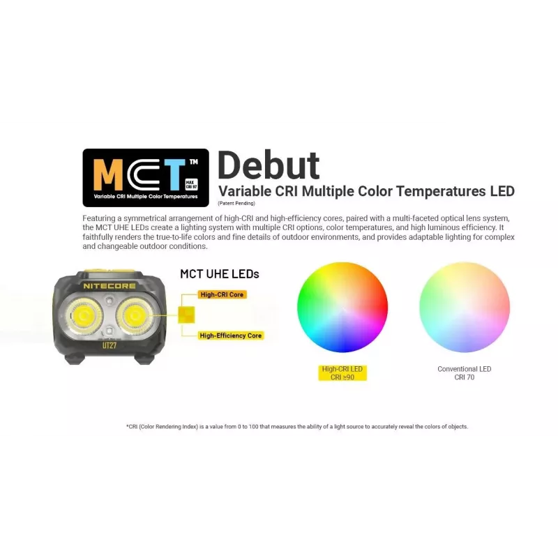 Nitecore UT27 MCT musta, keltainen otsalamppu-LED