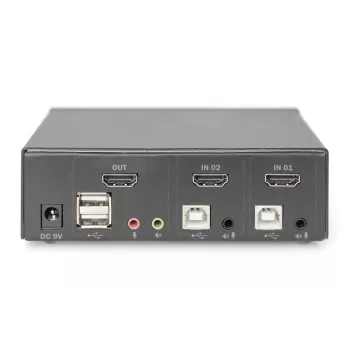 KVM-kytkin Digitus 2 porttia Single Display 4K HDMI