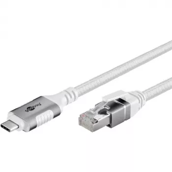 Verkkokaapeli Goobay 74180 USB C RJ-45 Cat6 10 m valkoinen