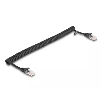 Verkkokaapeli DeLOCK RJ45 spiraalikaapeli pistoke - pistoke Cat.5e 1 m musta