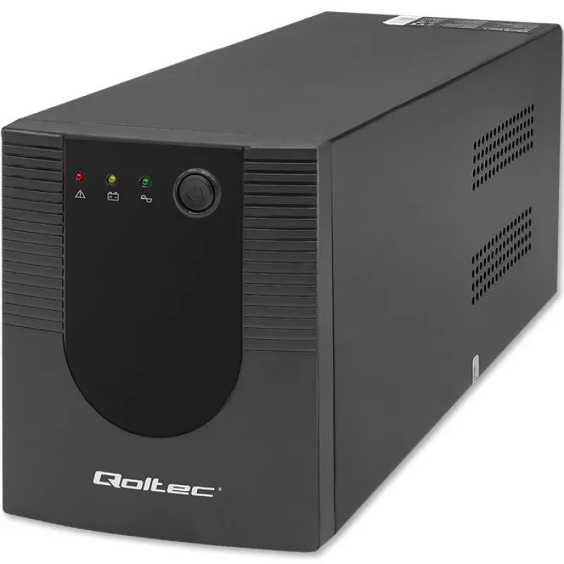 Qoltec Monolith 53775 Line-Interactive UPS-laite, 1200 VA (1,2 kVA) / 720 W, AVR, 4 AC-pistorasiaa, musta