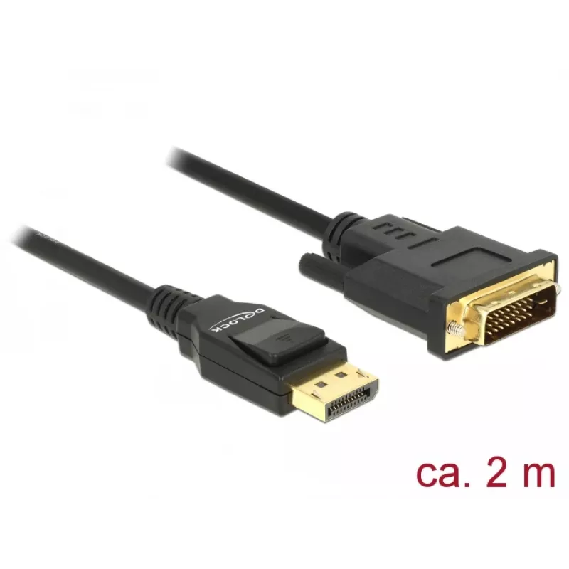 DeLOCK - videokaapeli - Single Link - DisplayPort (M) - DVI-D (M) - DisplayPort 1,2a - 2,0m - passiivinen - musta (85313)