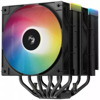 Ilmajäähdytin DeepCool AG620 BK ARGB V2 — 120 mm kaksoistuuletin, 6 lämpöputkea, LGA 1700/AM4/AM5-tuki, musta