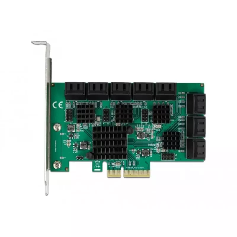 DeLOCK 16 portin SATA PCI Express x4 -kortti 6 Gbit/s vihreä harmaa