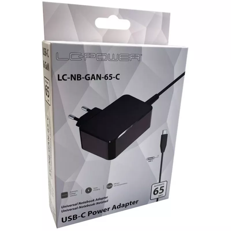 Mobiililaite laturi LC-Power LC-NB-GaN-65-C kannettava musta AC sisäkäyttö