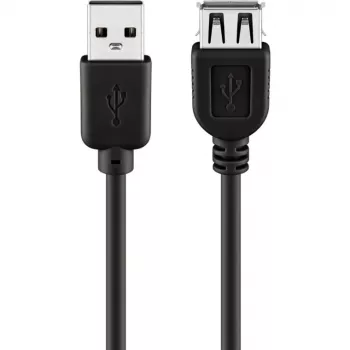 Wentronic Goobay USB 2.0 Hi-Speed jatkokaapeli, musta, 5 m - USB 2.0 -pistoke (tyyppi A) > USB 2.0 -liitin (tyyppi A) (68905)