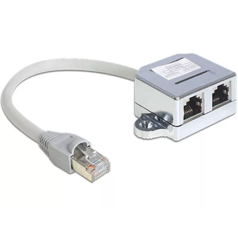 DeLOCK 65441 RJ45-portin kaksoiskytkin, Ethernet 100Base-TX -jakaja, 1x RJ-45 (uros) – 2x RJ-45 (naaras), 15 cm