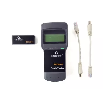Verkkokaapelitesteri GEMBIRD NCT-31 — jatkuvuustesteri LCD-näytöllä, tuki RJ-11/RJ-12/RJ-45, musta