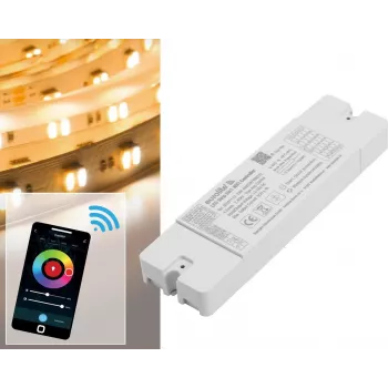LED-nauhan ohjain EUROLITE 50531113 WiFi 5in1 – monikanavainen Wi-Fi-ohjain RGB/RGBW/yksivärisille LED-nauhoille