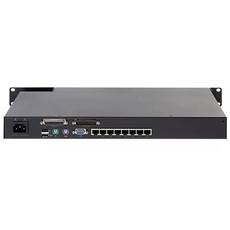 KVM-kytkin APC KVM0108A, 8-porttinen PS/2 VGA, 1U räkki, 1600x1200, musta