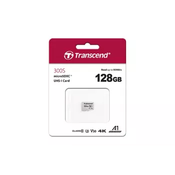 Flash-muisti Transcend 128 GB MicroSDXC SD300S sovittimella