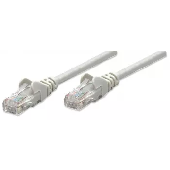 Intellinet verkkopatchkaapeli, Cat5e, 1 m, harmaa, CCA, U/UTP, PVC, RJ45, kullatut kontaktit, Snagless, Booted, elinikäinen takuu