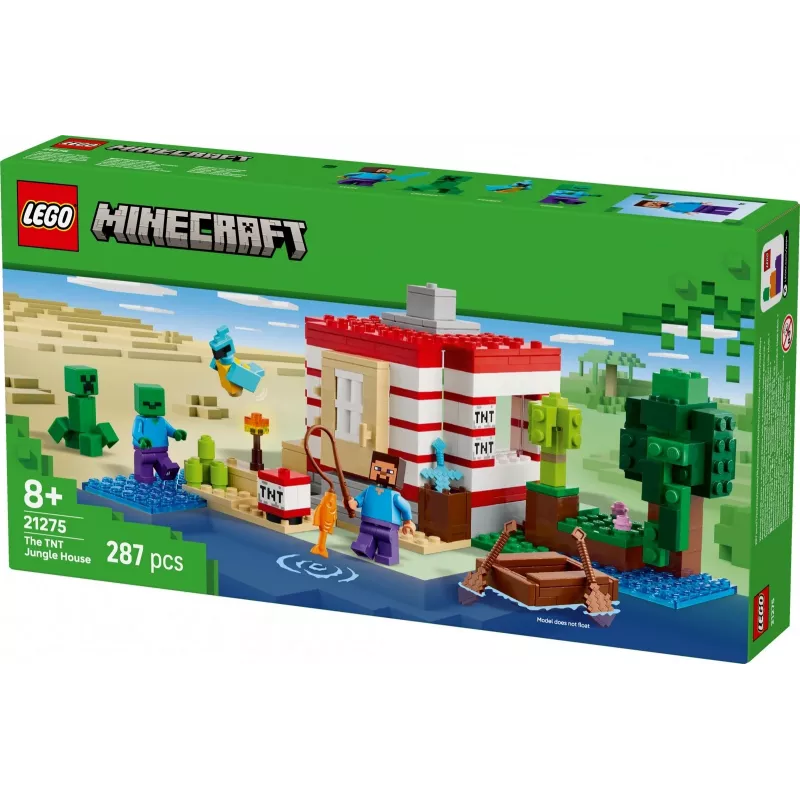 LEGO Minecraft setti 21275 TNT-viidakkotalo rakennuslelu, 287 osaa, 2 minihahmoa, 8+ vuotta