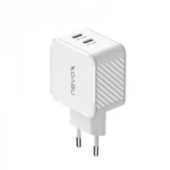 Nevox 45W Dual USB-C Power Delivery GaN -laturi, valkoinen, malli 2569