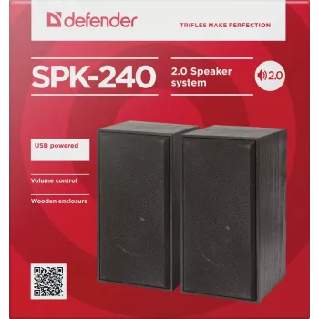 DEFENDER SPK-240 johdolliset pöytäkaiuttimet, 2.0, 6 W RMS, USB-virtalähde, 3,5 mm, musta