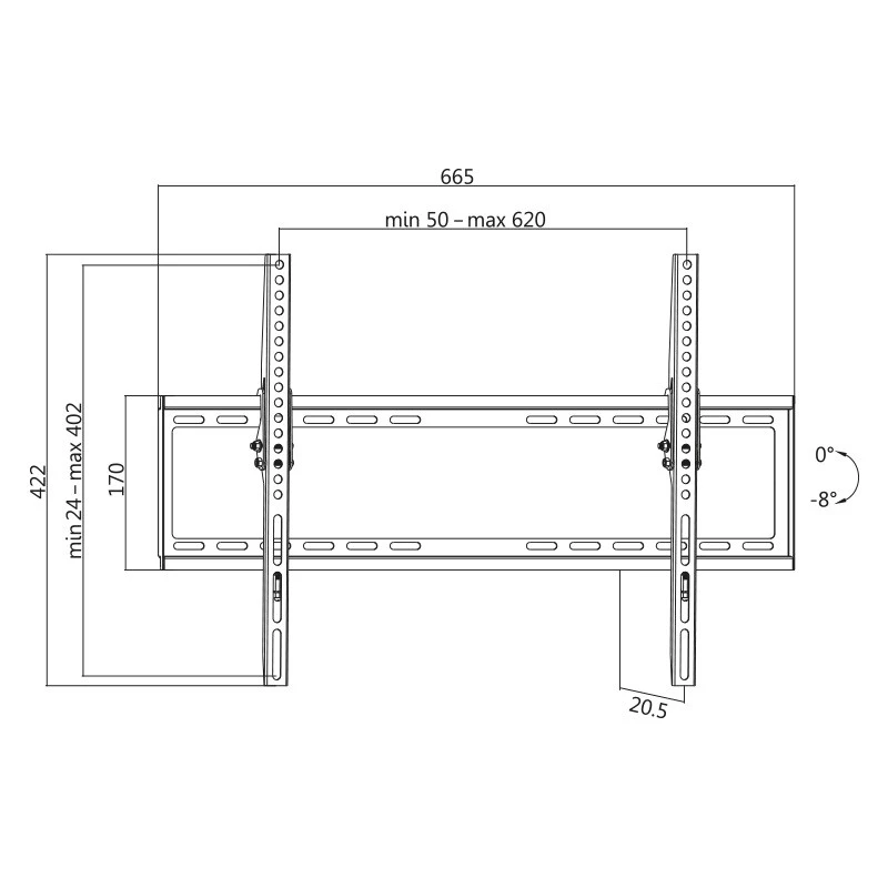 TV-teline LogiLink BP0039 177,8 cm 70 musta ruostumaton teräs