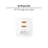 Kaksois-USB-pistorasiasovitin 65W, 2xUSB-C, valkoinen