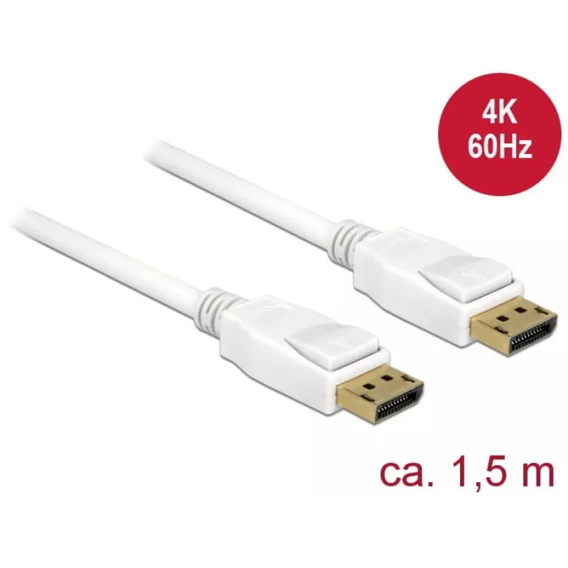 DisplayPort-kaapeli DeLOCK 85509 1,5 m valkoinen