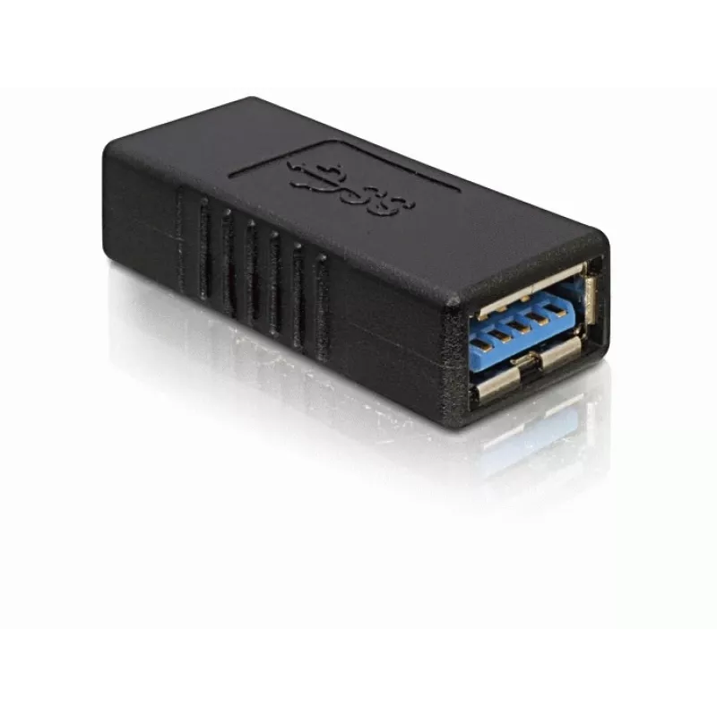DELOCK USB 3.0-A sovitin USB-A - USB-A musta, USB 3.0 tiedonsiirto