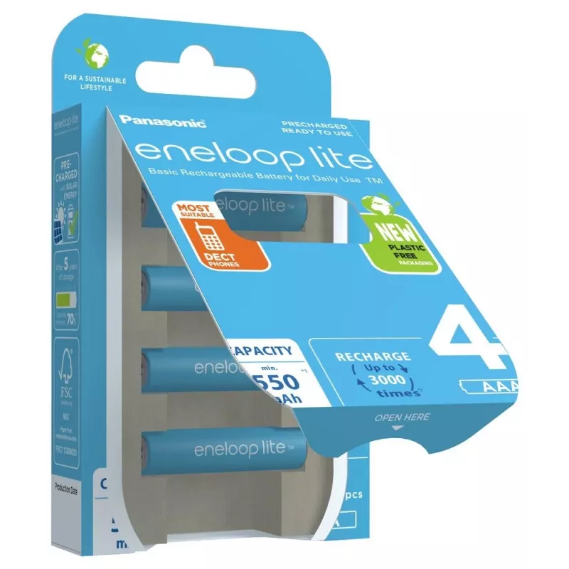 Ladattavat akut PANASONIC ENELOOP LITE AAA 550 mAh 4 kpl (BK-4LCCE/4CP)