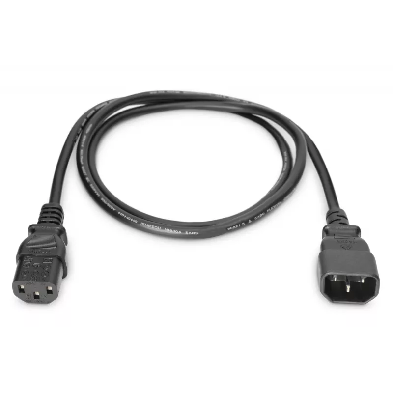 DIGITUS virtajohdon jatkojohto AK-440201-018-S IEC C14 / IEC C13 (uros/naaras), 250 V/10 A, 1,8 m, musta