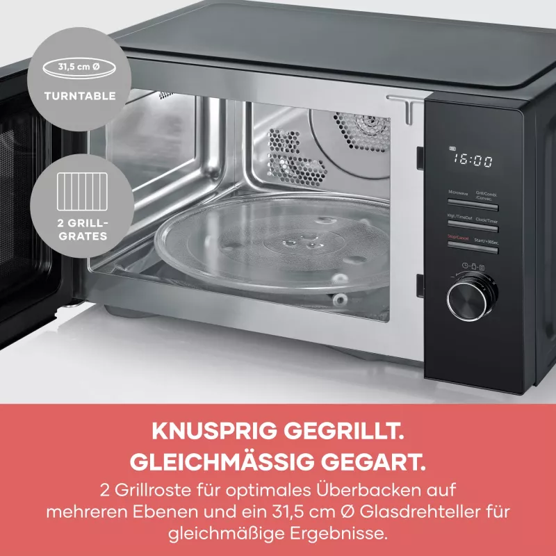 Severin MW 7798 yhdistelmämikroaaltouuni, pöytämalli, 29 l, 900 W, musta, 315 mm kiertolevy