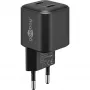 Seinäkiinnitteinen laturi GOOBAY 75333 — yleislaturi AC-USB-C sisäkäyttöön, 2x USB-C, 35 W, musta