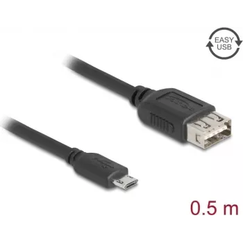 USB 2.0 kaapeli DELOCK 81517, Micro-USB B – USB A, 0,5 m, musta