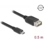 USB 2.0 kaapeli DELOCK 81517, Micro-USB B – USB A, 0,5 m, musta