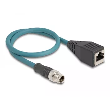 DeLOCK M12 sovitinkaapeli X-koodattu 8-pin uros - RJ45 naaras 50 cm