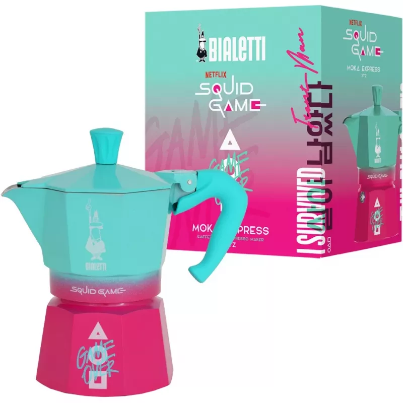 Bialetti Moka Express Squid Game -kapselikokoelma - sininen vaaleanpunainen