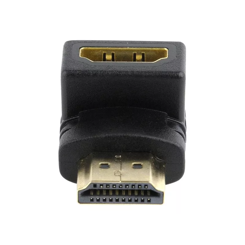 HDMI-sovitin GEMBIRD A-HDMI90-FML, HDMI–HDMI, 90° kulmasovitin, musta